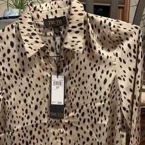 Truth Women's Black and Tan Spotted Blouse